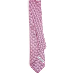 CRAVATTA CLASSICA IN SETA ROSA Microfantasia m geometrica
