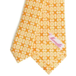 CRAVATTA DONNA CLASSICA IN SETA STAMPATA GIALLA Microfantasia inspirazione foulard
