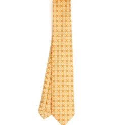 CRAVATTA DONNA CLASSICA IN SETA STAMPATA GIALLA Microfantasia inspirazione foulard