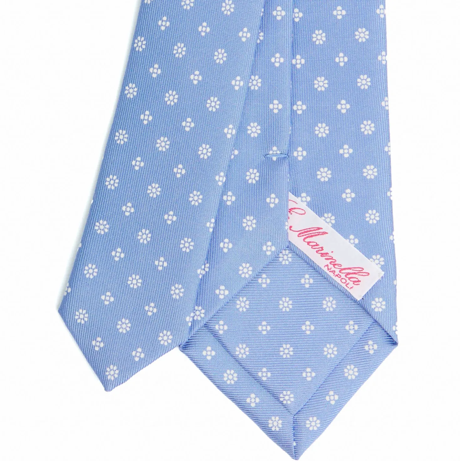 CRAVATTA DONNA CLASSICA IN SETA STAMPATA AZZURRA Microfantasia fiore