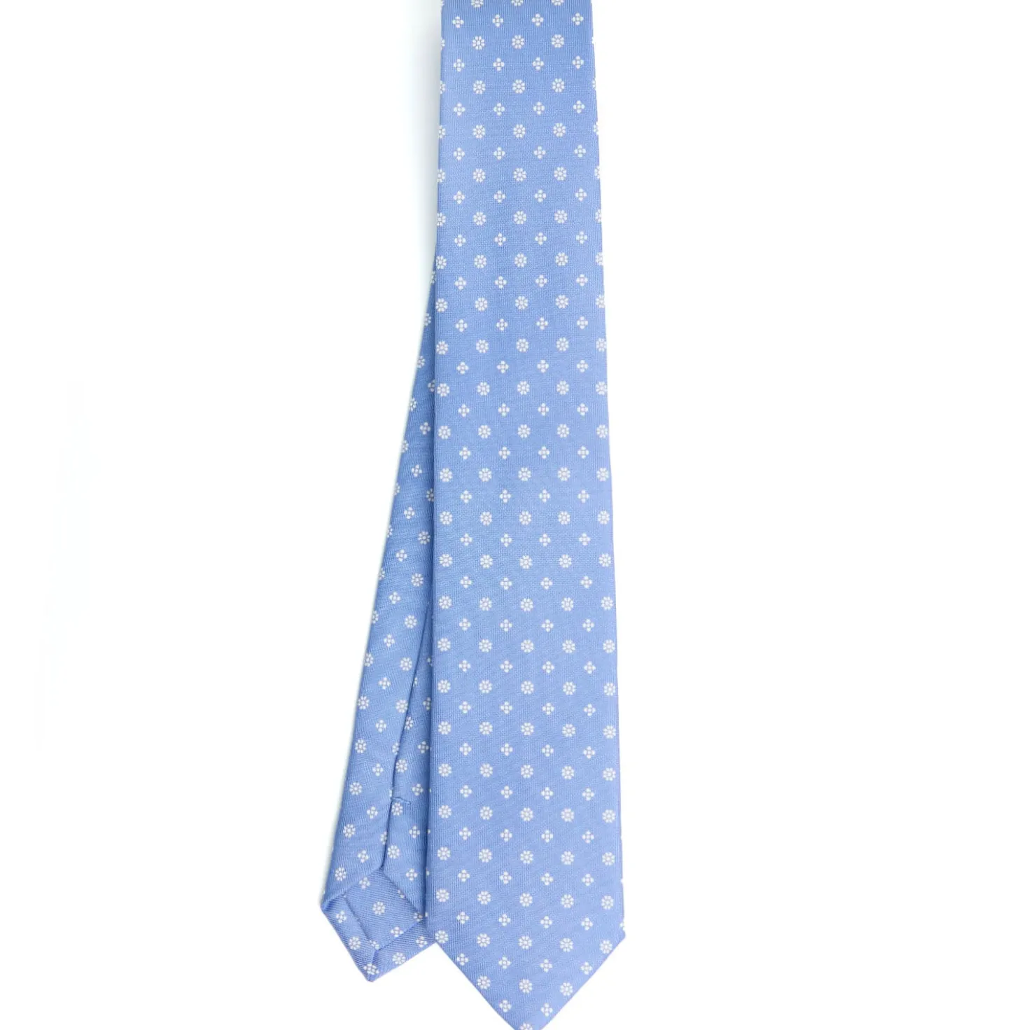 CRAVATTA DONNA CLASSICA IN SETA STAMPATA AZZURRA Microfantasia fiore