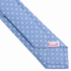CRAVATTA DONNA CLASSICA IN SETA STAMPATA AZZURRA Microfantasia fiore