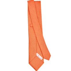 CRAVATTA DONNA IN SETA STAMPATA ARANCIONE Micorfantasia m geometrica