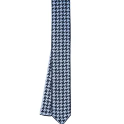 CRAVATTA DONNA TRICOT IN SETA AZZURRA Pied de poule