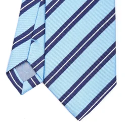 CRAVATTA REGIMENTAL IN SETA AZZURRA Righe blu e bianche