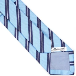 CRAVATTA REGIMENTAL IN SETA AZZURRA Righe blu e bianche