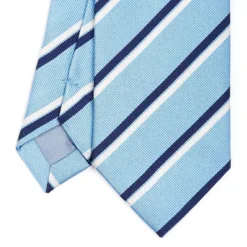 CRAVATTA REGIMENTAL IN SETA AZZURRA Righe blu e bianche