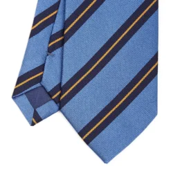CRAVATTA REGIMENTAL IN SETA AZZURRO POLVERE Righe blu