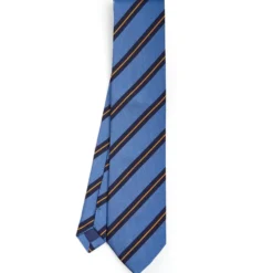 CRAVATTA REGIMENTAL IN SETA AZZURRO POLVERE Righe blu
