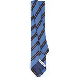 CRAVATTA REGIMENTAL IN SETA AZZURRO POLVERE Righe blu