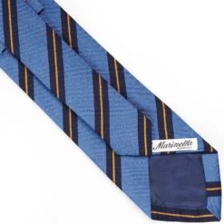 CRAVATTA REGIMENTAL IN SETA AZZURRO POLVERE Righe blu