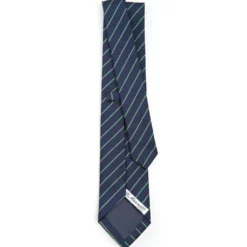 CRAVATTA REGIMENTAL IN SETA BLU SCURO Righe verdi