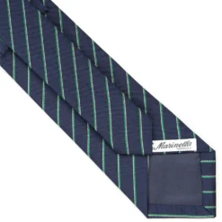 CRAVATTA REGIMENTAL IN SETA BLU SCURO Righe verdi