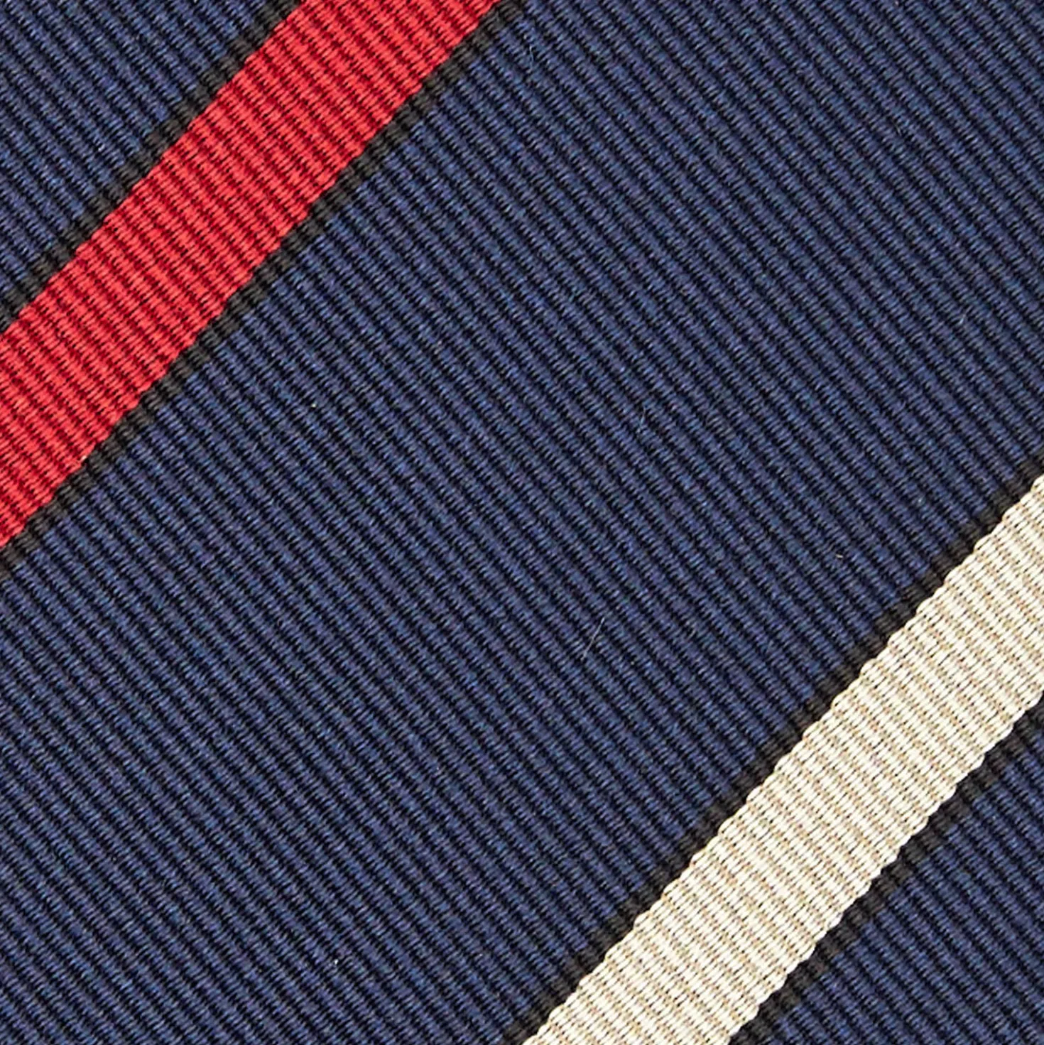 CRAVATTA REGIMENTAL IN SETA BLU SCURO Righe rosse e beige