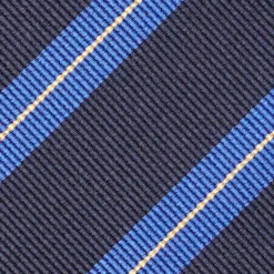 CRAVATTA REGIMENTAL IN SETA BLU SCURO Righe azzurre