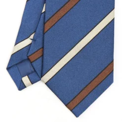 CRAVATTA REGIMENTAL IN SETA BLU Righe marroni e beige