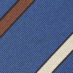 CRAVATTA REGIMENTAL IN SETA BLU Righe marroni e beige