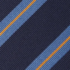 CRAVATTA REGIMENTAL IN SETA BLU SCURO Righe azzurre e beige