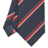 CRAVATTA REGIMENTAL IN SETA BLU SCURO Righe verdi e rosse