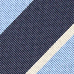 CRAVATTA REGIMENTAL IN SETA BLU SCURO Righe azzurre e bianche