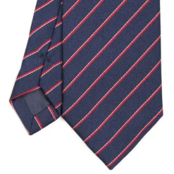 CRAVATTA REGIMENTAL IN SETA BLU SCURO Righe rosse
