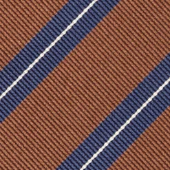 CRAVATTA REGIMENTAL IN SETA MARRONE SCURO Righe blu e bianche