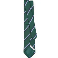 CRAVATTA REGIMENTAL IN SETA VERDE SCURO Righe blue e azzurre