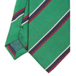 CRAVATTA REGIMENTAL IN SETA VERDE SCURO Righe blu e bordeaux