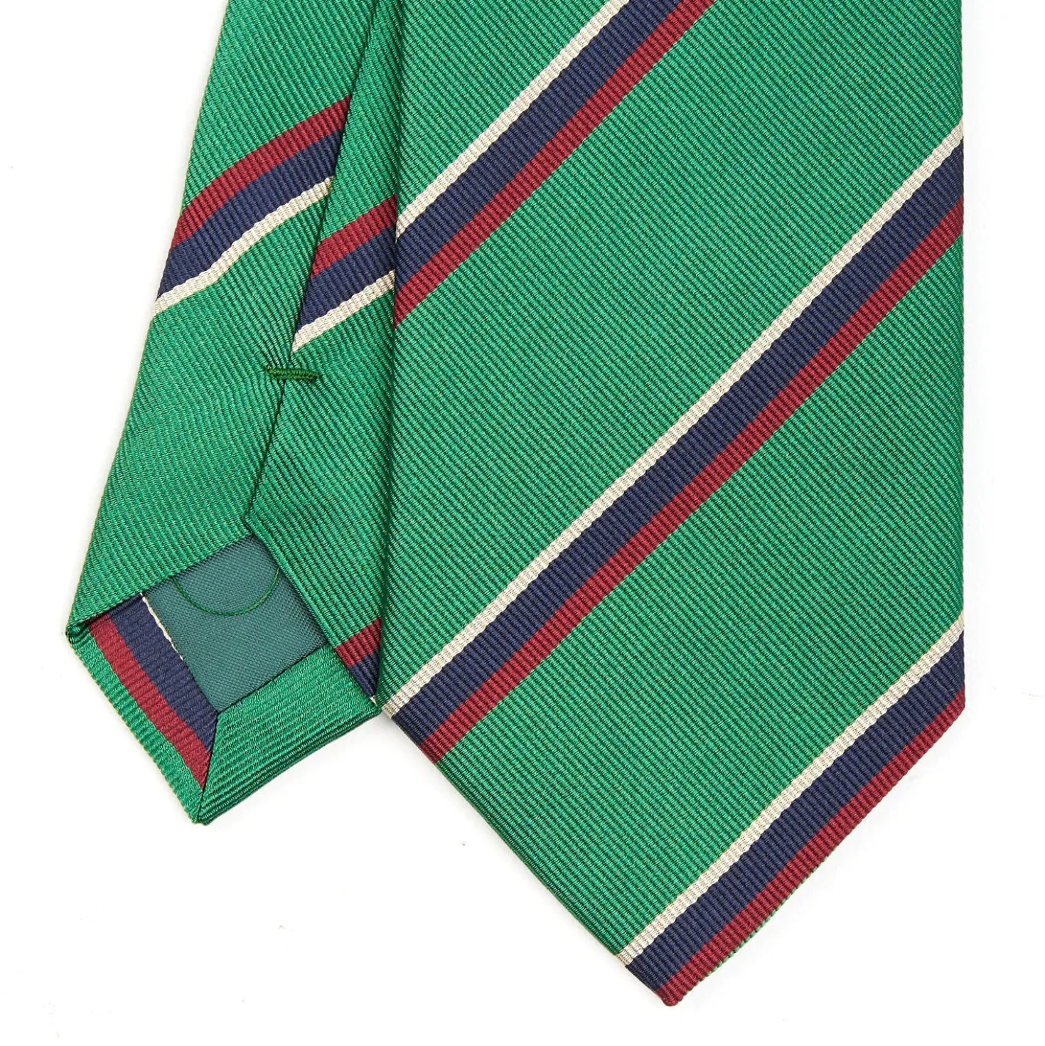 CRAVATTA REGIMENTAL IN SETA VERDE SCURO Righe blu e bordeaux