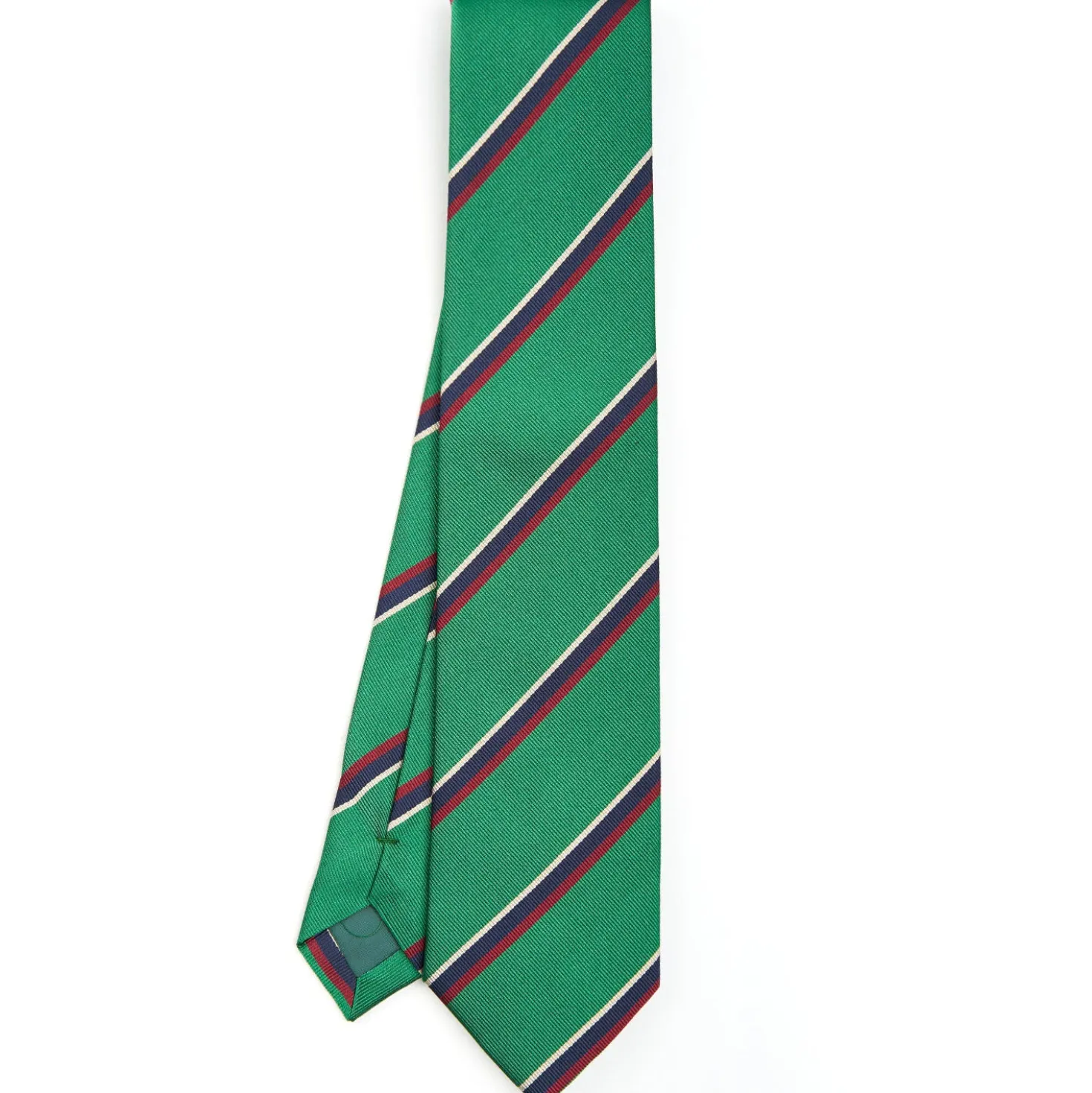 CRAVATTA REGIMENTAL IN SETA VERDE SCURO Righe blu e bordeaux