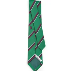 CRAVATTA REGIMENTAL IN SETA VERDE SCURO Righe blu e bordeaux