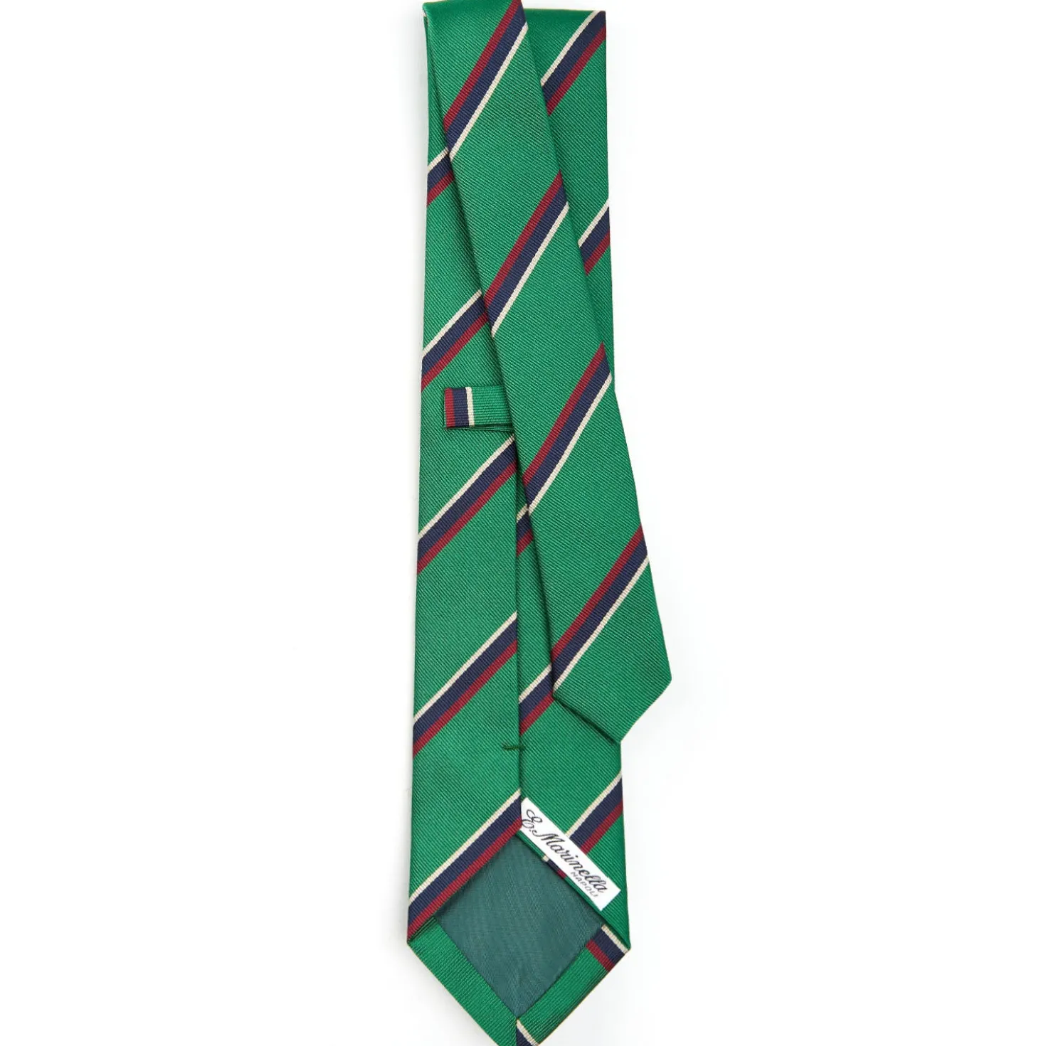 CRAVATTA REGIMENTAL IN SETA VERDE SCURO Righe blu e bordeaux
