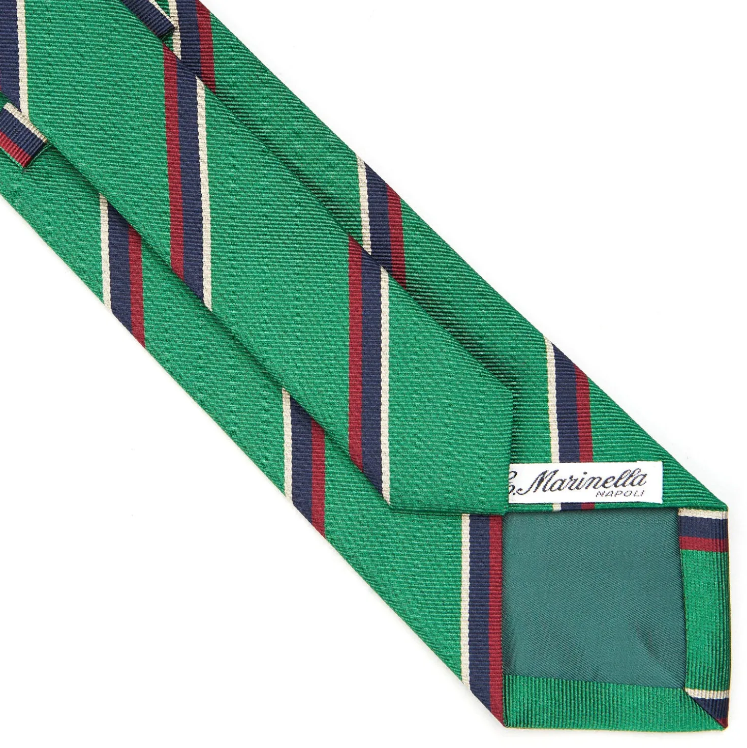 CRAVATTA REGIMENTAL IN SETA VERDE SCURO Righe blu e bordeaux