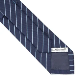 CRAVATTA RIGATA IN SETA BLU SCURO Righe azzurre