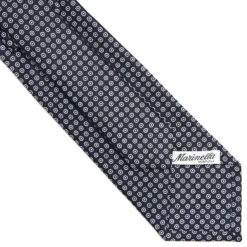 CRAVATTA SARTOIRALE CLASSICA IN SETA BLU SCURO Microfantasia fiore