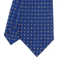 CRAVATTA SARTORIALE CLASSICA IN SETA BLU Microfantasia fiore