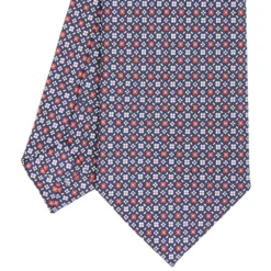 CRAVATTA SARTORIALE CLASSICA IN SETA BLU SCURO Microfantasia fiore