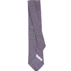 CRAVATTA SARTORIALE CLASSICA IN SETA BLU SCURO Microfantasia fiore