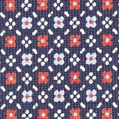 CRAVATTA SARTORIALE CLASSICA IN SETA BLU SCURO Microfantasia fiore