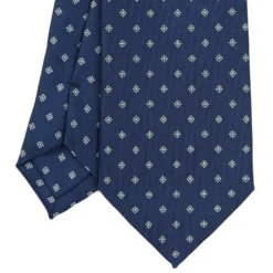 CRAVATTA SARTORIALE CLASSICA IN SETA BLU SCURO Microfantasia fiore