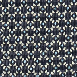CRAVATTA SARTORIALE CLASSICA IN SETA BLU SCURO Microfantasia geometrica