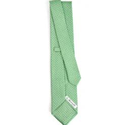 CRAVATTA SARTORIALE CLASSICA IN SETA VERDE Microfantasia m geometrica