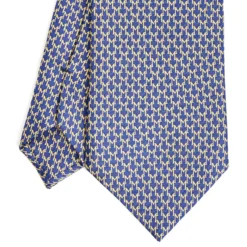 CRAVATTA SARTORIALE CLASSICA IN SETA BLU SCURO Microfantasia m geometrica