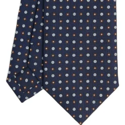 CRAVATTA SARTORIALE CLASSICA IN SETA BLU SCURO Microfantasia fiore