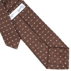 CRAVATTA SARTORIALE CLASSICA IN SETA MARRONE SCURO E.marinella x borsalino