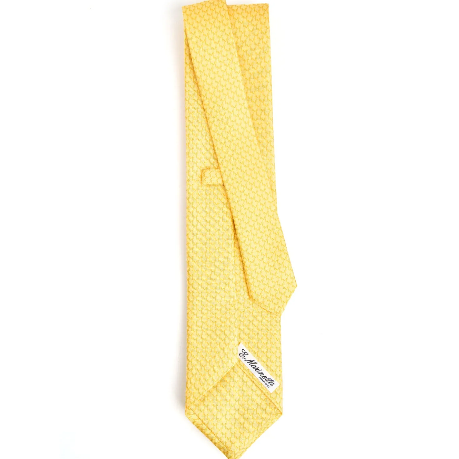 CRAVATTA SARTORIALE CLASSICA IN SETA GIALLA Microfantasia m geometrica