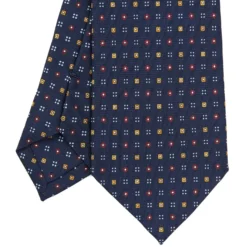 CRAVATTA SARTORIALE CLASSICA IN SETA BLU SCURO Microfantasia fiore