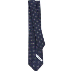 CRAVATTA SARTORIALE CLASSICA IN SETA BLU SCURO Microfantasia fiore