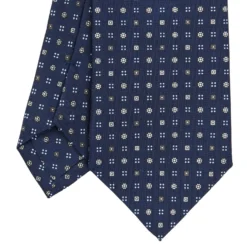 CRAVATTA SARTORIALE CLASSICA IN SETA BLU SCURO Microfantasia fiore