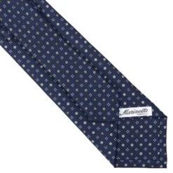 CRAVATTA SARTORIALE CLASSICA IN SETA BLU SCURO Microfantasia fiore